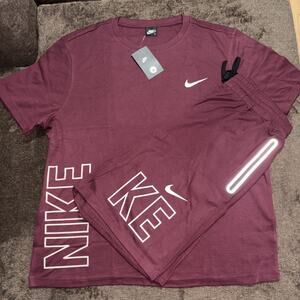 Men Nike Sweatsuit Short-Set-XL- Burgundy